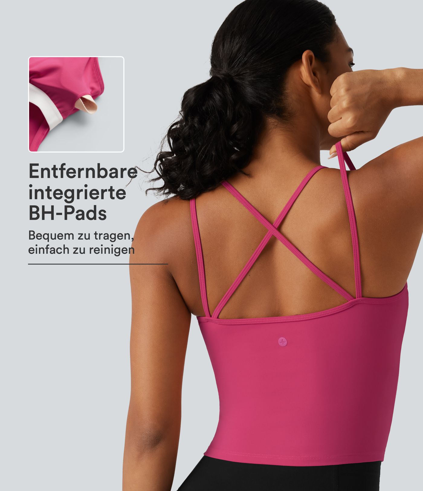 Lässiges Tanktop mit U-Ausschnitt, integriertem BH, überkreuztem Rückenausschnitt und InstantCool - schnelltrocknend, UPF50+ Lässiges Tanktop mit U-Ausschnitt, integriertem BH, überkreuztem Rückenausschnitt und InstantCool - schnelltrocknend, UPF50+