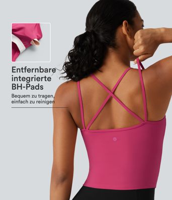 Lässiges Tanktop mit U-Ausschnitt, integriertem BH, überkreuztem Rückenausschnitt und InstantCool - schnelltrocknend, UPF50+ Lässiges Tanktop mit U-Ausschnitt, integriertem BH, überkreuztem Rückenausschnitt und InstantCool - schnelltrocknend, UPF50+