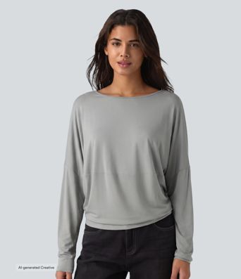 Lässiges Top mit Rundhalsausschnitt und langen Ärmeln - relaxed fit