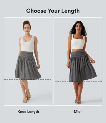 High Waisted Ruched Pocket Flowy Skirt
