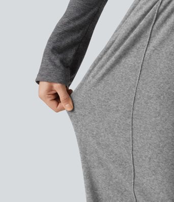 Pantalon large taille haute avec cordon de serrage et poches