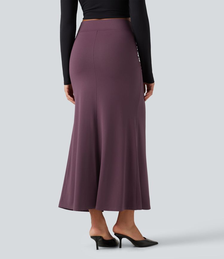 Jupe maxi coupe sirène taille haute croisée et froncée Jupe maxi coupe sirène taille haute croisée et froncée