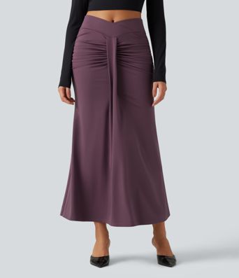 Jupe maxi coupe sirène taille haute croisée et froncée Jupe maxi coupe sirène taille haute croisée et froncée