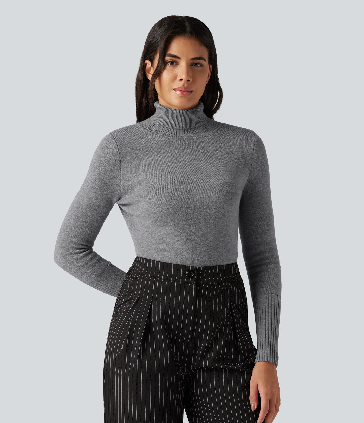 High Neck Long Sleeve Casual Sweater