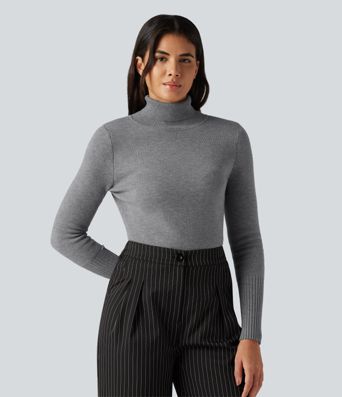 High Neck Long Sleeve Casual Sweater