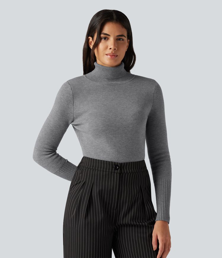High Neck Long Sleeve Casual Sweater