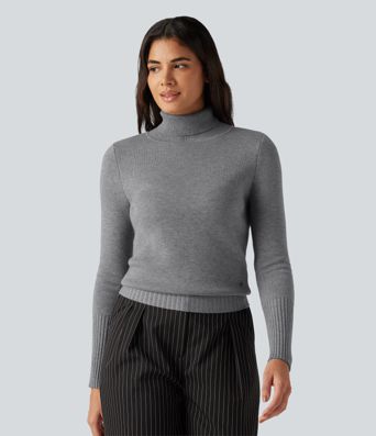 High Neck Long Sleeve Casual Sweater