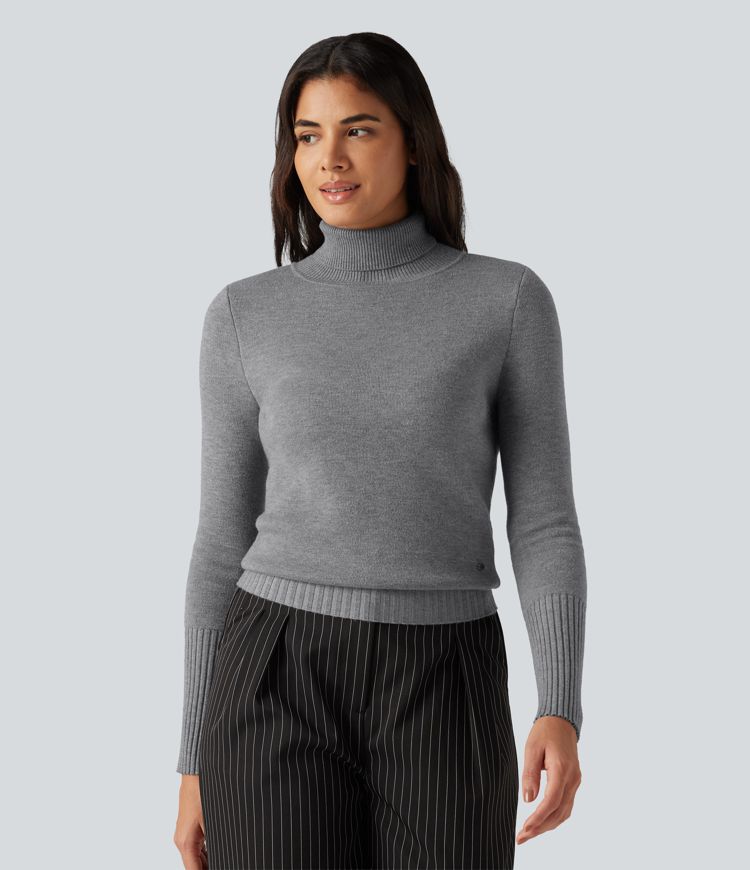 High Neck Long Sleeve Casual Sweater