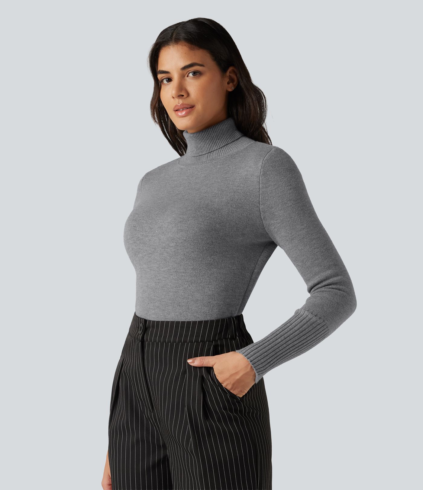 High Neck Long Sleeve Casual Sweater