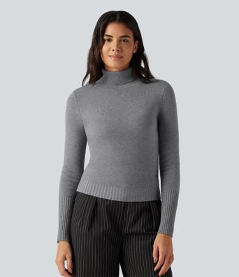 High Neck Long Sleeve Casual Sweater