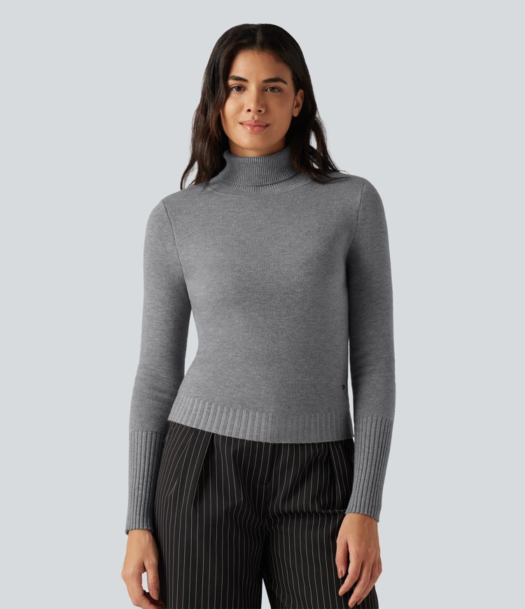 High Neck Long Sleeve Casual Sweater