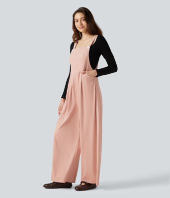 Suede Casual Overalls with Pockets Suede Casual Overalls with Pockets