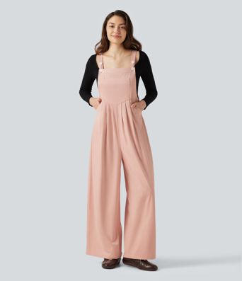 Suede Casual Overalls with Pockets Suede Casual Overalls with Pockets