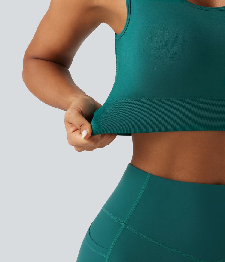 OneForm Seamless Flow Cut-Out Yoga Tank Top with Built-in Bra for DD-F Cups