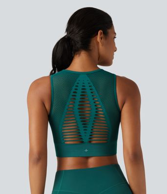 OneForm Seamless Flow Cut-Out Yoga Tank Top with Built-in Bra for DD-F Cups