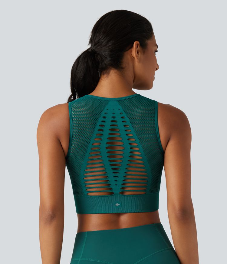 OneForm Seamless Flow Cut-Out Yoga Tank Top with Built-in Bra for DD-F Cups