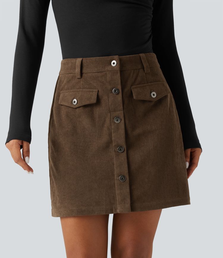 High Waisted 2-in-1 A-Line Corduroy Mini Casual Skirt High Waisted 2-in-1 A-Line Corduroy Mini Casual Skirt