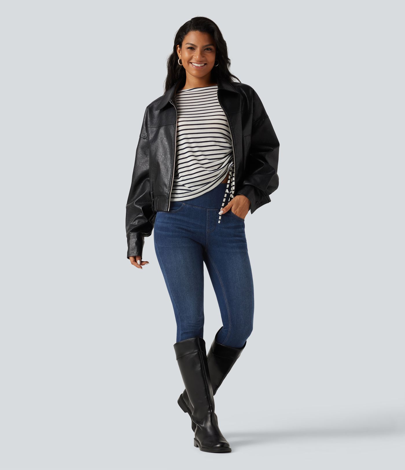 Halara Flex™ Denim Heat High Waisted Skinny Tummy Control Butt Lifting Denim Leggings with Pockets Halara Flex™ Denim Heat High Waisted Skinny Tummy Control Butt Lifting Denim Leggings with Pockets