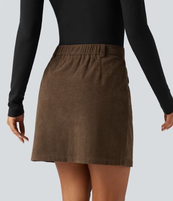 High Waisted 2-in-1 A-Line Corduroy Mini Casual Skirt High Waisted 2-in-1 A-Line Corduroy Mini Casual Skirt