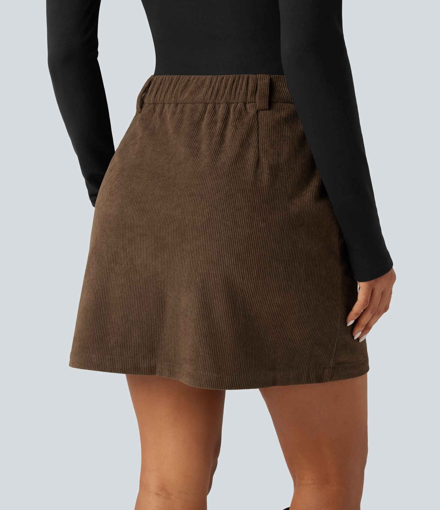 High Waisted 2-in-1 A-Line Corduroy Mini Casual Skirt High Waisted 2-in-1 A-Line Corduroy Mini Casual Skirt