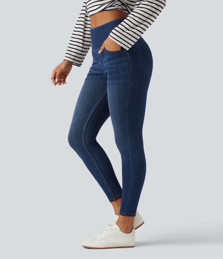 Halara Flex™ Denim Heat High Waisted Skinny Tummy Control Butt Lifting Denim Leggings with Pockets Halara Flex™ Denim Heat High Waisted Skinny Tummy Control Butt Lifting Denim Leggings with Pockets