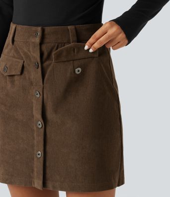High Waisted 2-in-1 A-Line Corduroy Mini Casual Skirt High Waisted 2-in-1 A-Line Corduroy Mini Casual Skirt