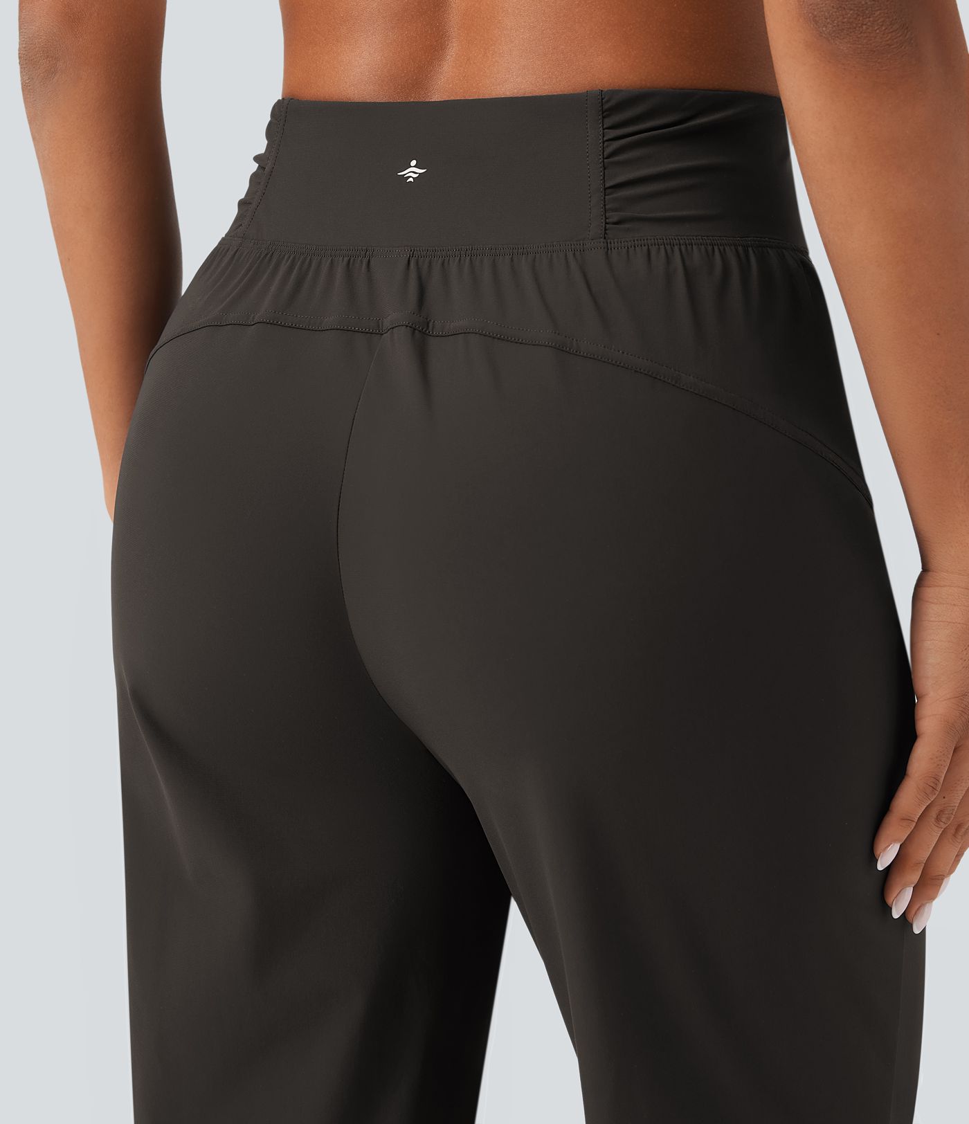 High Waisted Drawstring Ruched Tapered Quick Dry Cool Touch Dance Joggers with Pockets-UPF40+