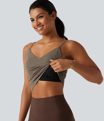 Débardeur de yoga à encolure en V avec coussinets amovibles Débardeur de yoga à encolure en V avec coussinets amovibles
