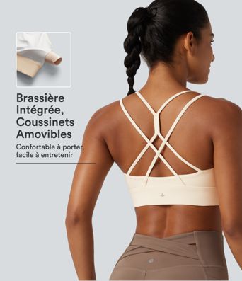 Brassière de yoga SoftlyZero™ Plush à maintien léger, dos croisé et coussinets amovibles Brassière de yoga SoftlyZero™ Plush à maintien léger, dos croisé et coussinets amovibles