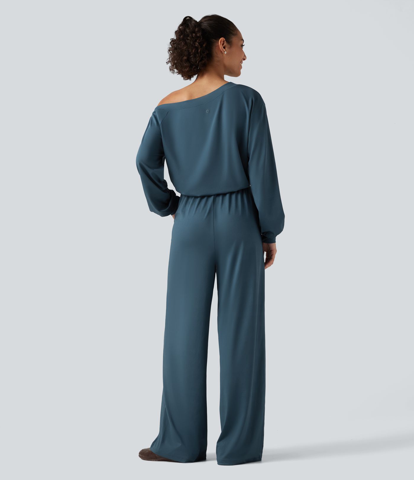 One Shoulder Long Sleeve Drawstring Baggy Casual Jumpsuit with Pockets-Easy Peezy Edition One Shoulder Long Sleeve Drawstring Baggy Casual Jumpsuit with Pockets-Easy Peezy Edition