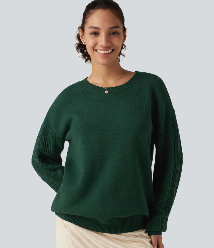 Rain Forest Rundhals-Langarm-Pullover mit lockerem Schnitt für die Arbeit / 1