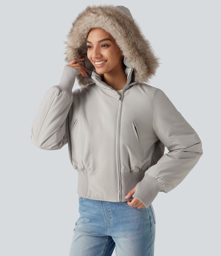 Hooded Long Sleeve Casual Padded Jacket with Pockets and Thumbholes Hooded Long Sleeve Casual Padded Jacket with Pockets and Thumbholes
