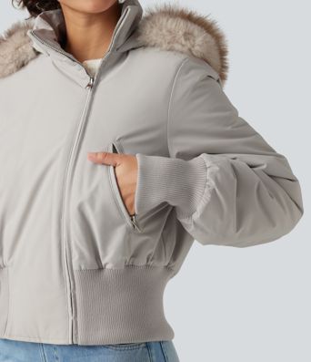 Hooded Long Sleeve Casual Padded Jacket with Pockets and Thumbholes Hooded Long Sleeve Casual Padded Jacket with Pockets and Thumbholes