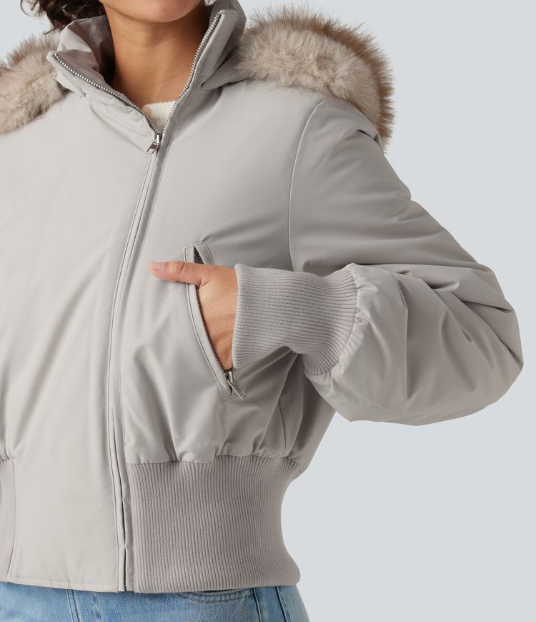 Hooded Long Sleeve Casual Padded Jacket with Pockets and Thumbholes Hooded Long Sleeve Casual Padded Jacket with Pockets and Thumbholes