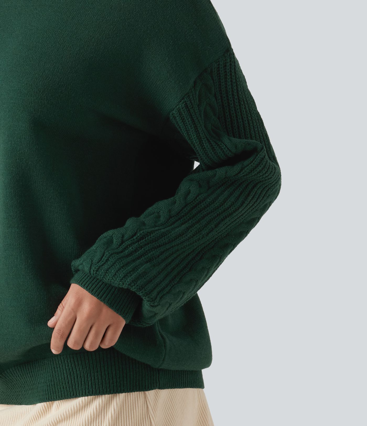 Round Neck Long Sleeve Relaxed Work Sweater Round Neck Long Sleeve Relaxed Work Sweater