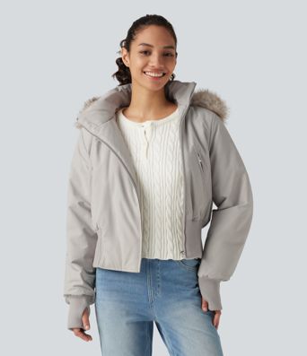 Hooded Long Sleeve Casual Padded Jacket with Pockets and Thumbholes Hooded Long Sleeve Casual Padded Jacket with Pockets and Thumbholes