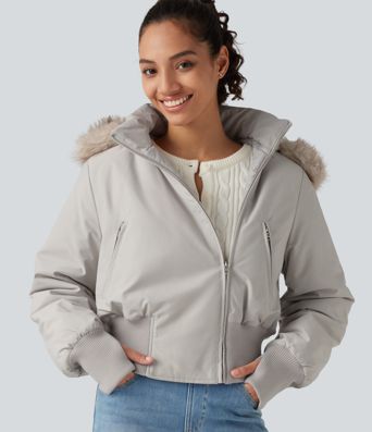 Hooded Long Sleeve Casual Padded Jacket with Pockets and Thumbholes Hooded Long Sleeve Casual Padded Jacket with Pockets and Thumbholes