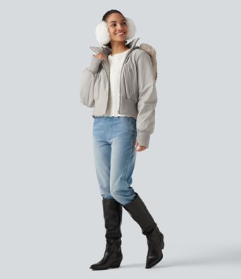 Hooded Long Sleeve Casual Padded Jacket with Pockets and Thumbholes Hooded Long Sleeve Casual Padded Jacket with Pockets and Thumbholes