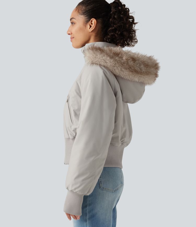 Hooded Long Sleeve Casual Padded Jacket with Pockets and Thumbholes Hooded Long Sleeve Casual Padded Jacket with Pockets and Thumbholes