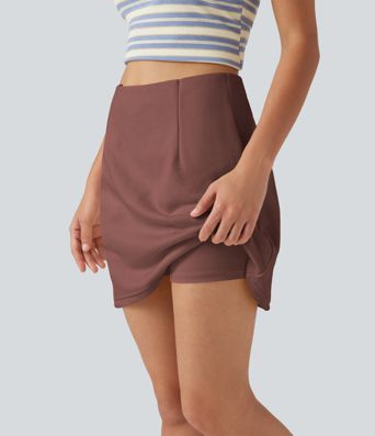High Waisted 2-in-1 A Line Mini Casual Skirt with Pockets High Waisted 2-in-1 A Line Mini Casual Skirt with Pockets