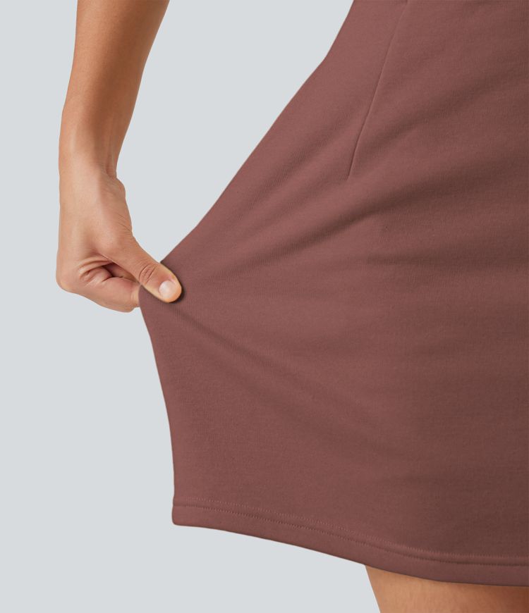 High Waisted 2-in-1 A Line Mini Casual Skirt with Pockets High Waisted 2-in-1 A Line Mini Casual Skirt with Pockets