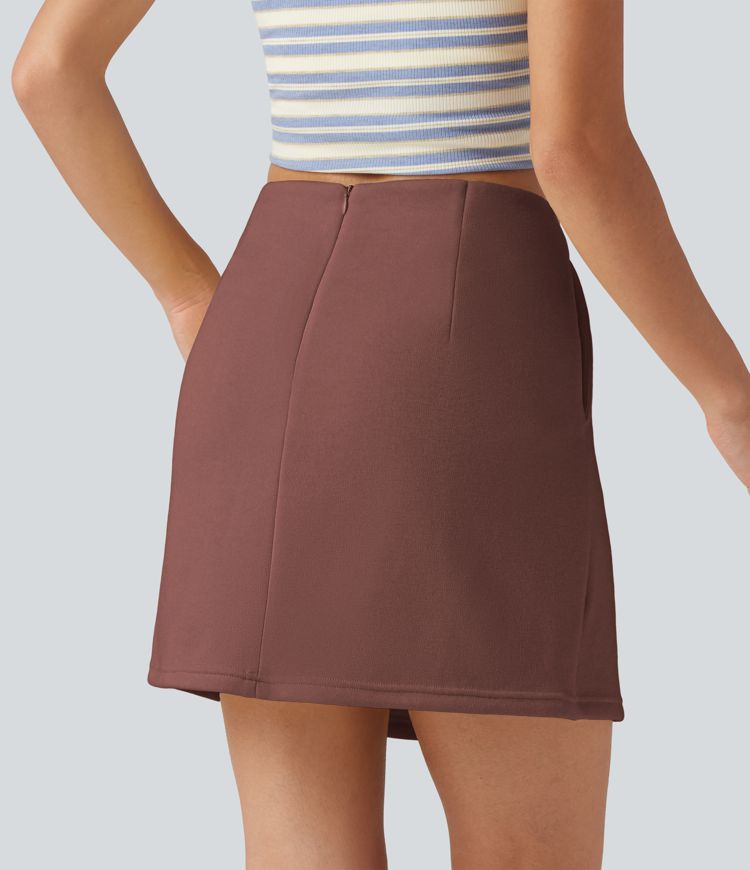 High Waisted 2-in-1 A Line Mini Casual Skirt with Pockets High Waisted 2-in-1 A Line Mini Casual Skirt with Pockets