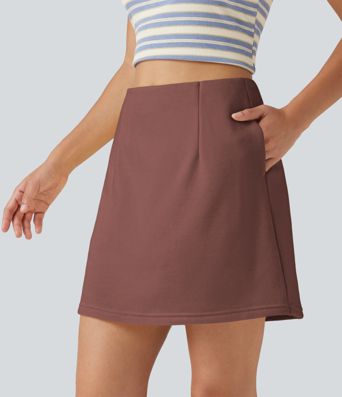 High Waisted 2-in-1 A Line Mini Casual Skirt with Pockets High Waisted 2-in-1 A Line Mini Casual Skirt with Pockets