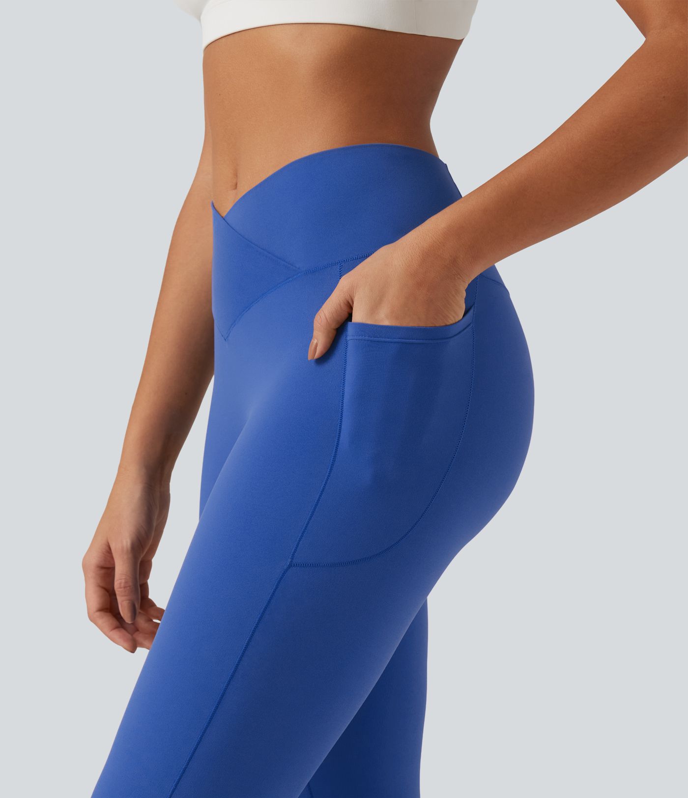 SoftlyZero™ High Waisted Crossover Yoga Flare Leggings with Pockets SoftlyZero™ High Waisted Crossover Yoga Flare Leggings with Pockets