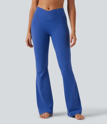 SoftlyZero™ High Waisted Crossover Yoga Flare Leggings with Pockets SoftlyZero™ High Waisted Crossover Yoga Flare Leggings with Pockets