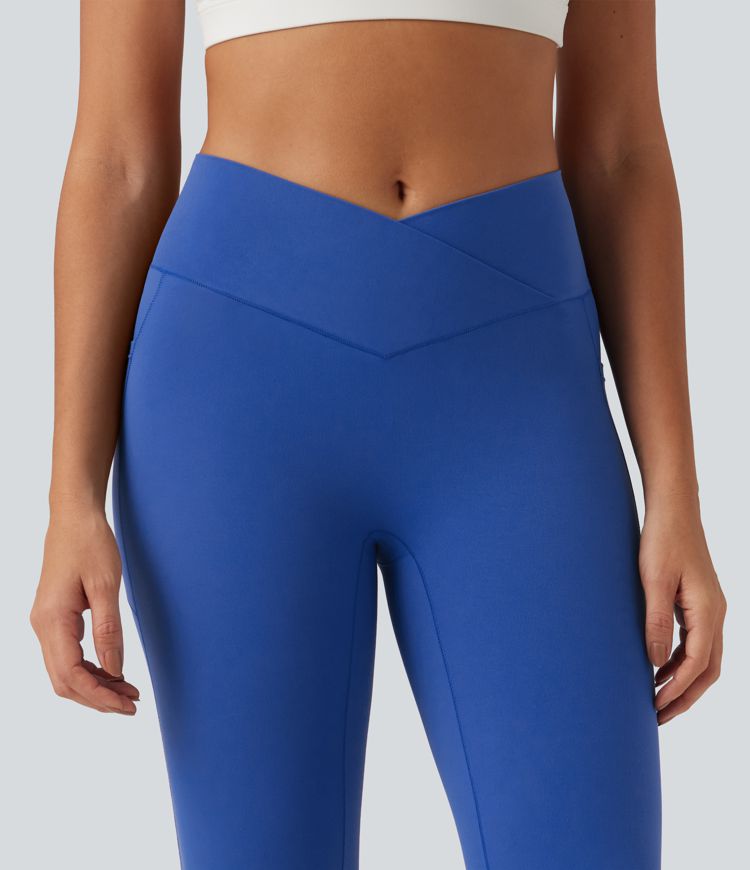 SoftlyZero™ High Waisted Crossover Yoga Flare Leggings with Pockets SoftlyZero™ High Waisted Crossover Yoga Flare Leggings with Pockets