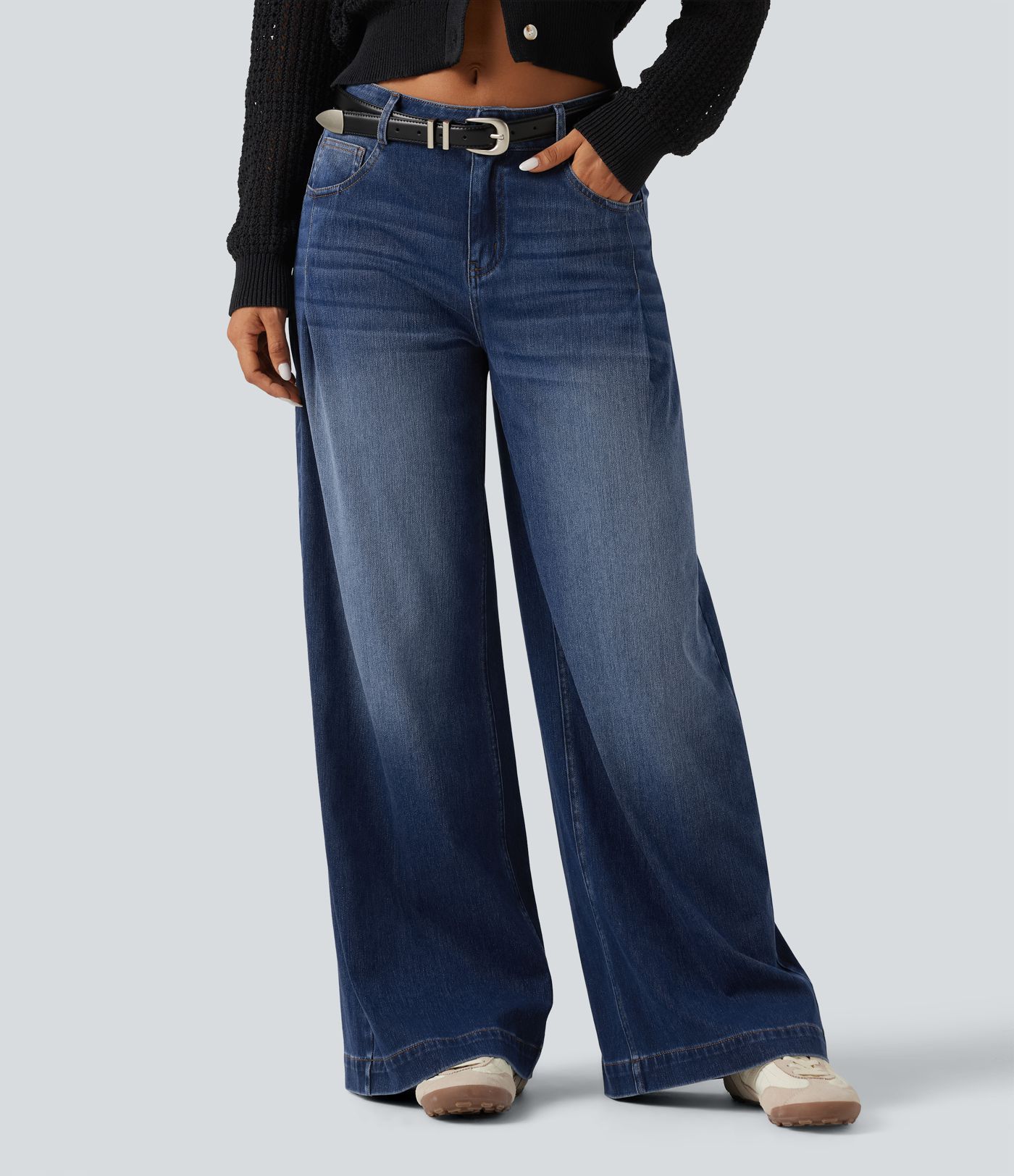 Jean Halara Flex™ taille mi-haute coupe baggy avec poches