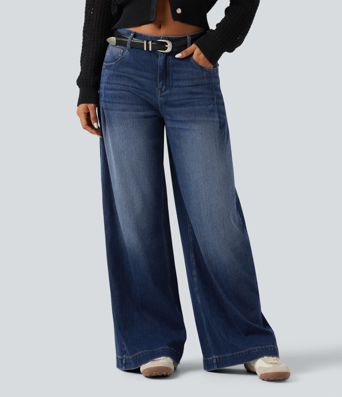 Jean Halara Flex™ taille mi-haute coupe baggy avec poches