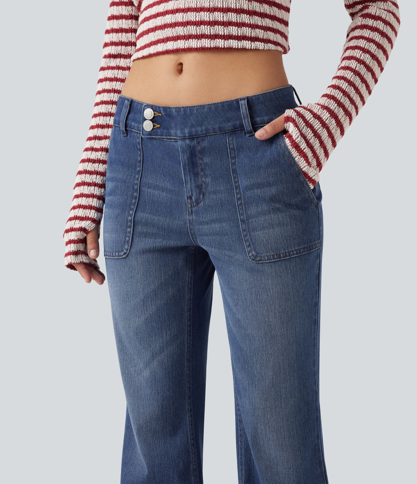 Halara Flex™ Low Rise Bootcut Casual Jeans with Pockets Halara Flex™ Low Rise Bootcut Casual Jeans with Pockets