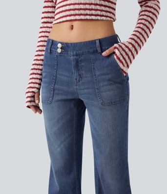 Halara Flex™ Low Rise Bootcut Casual Jeans with Pockets Halara Flex™ Low Rise Bootcut Casual Jeans with Pockets